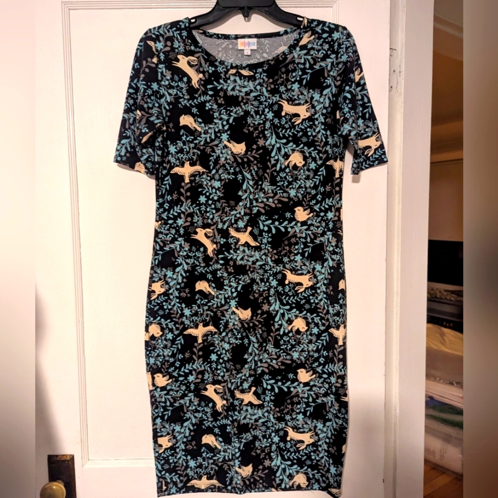 Floral Black Sheath Dress Birds & Bunnies